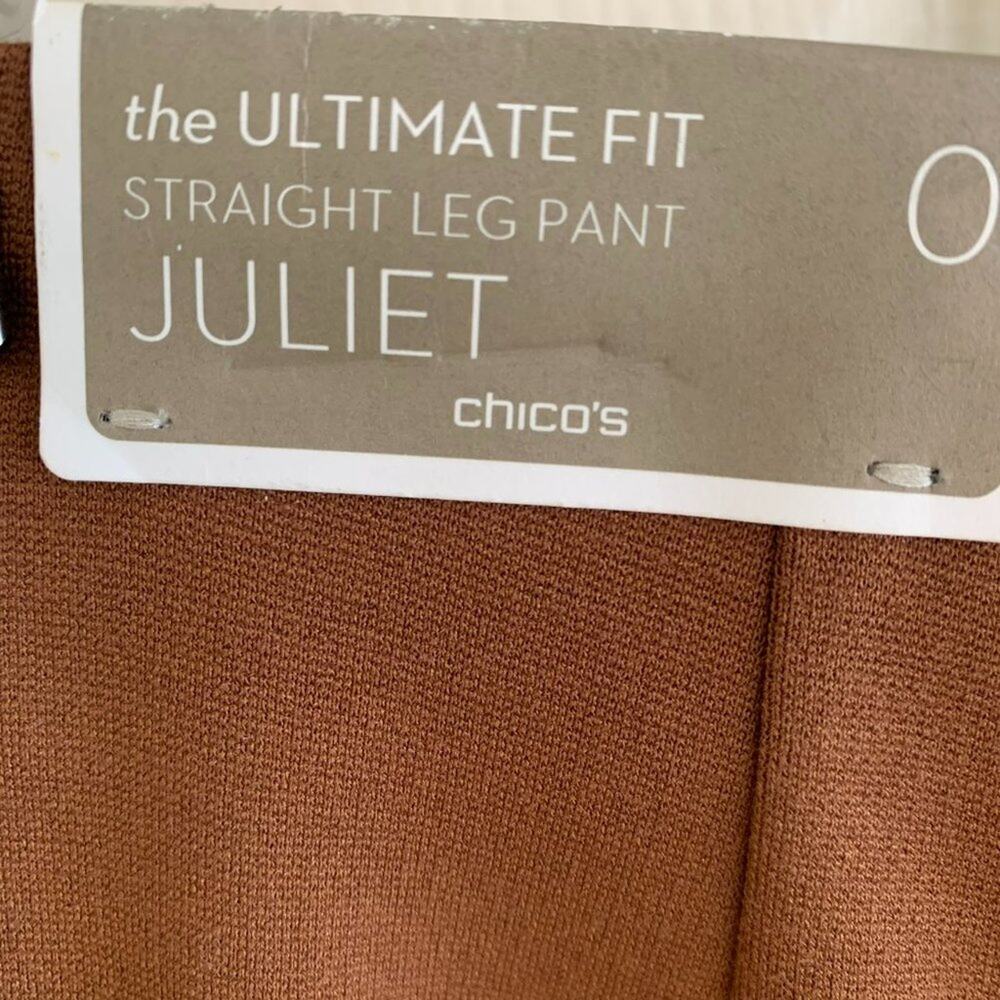 Chico's Womens Sz 6 Juliet Straight Leg Pants Ultimate Fit  Brown NWT - Picture 7 of 12